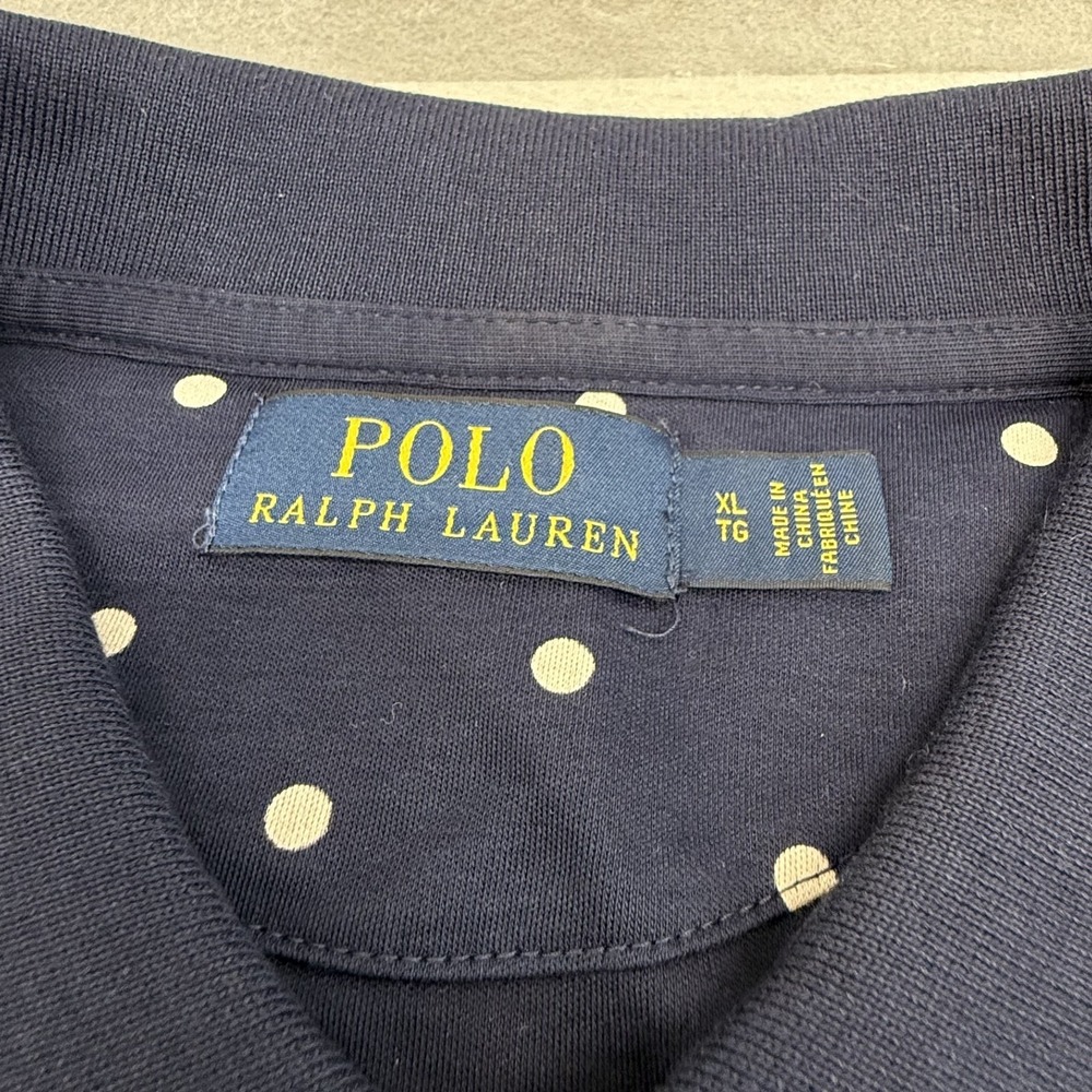 Polo Ralph Lauren Polo Shirt Men's XL Navy Blue Polka Dot Soft Touch Pima Cotton - Picture 5 of 13